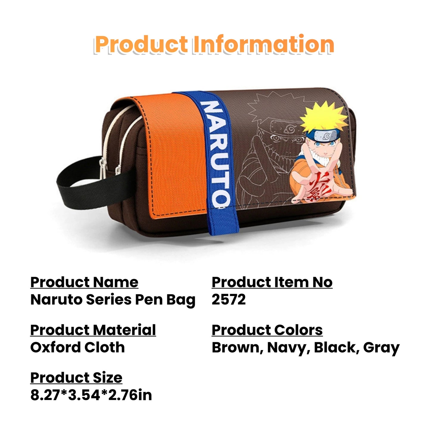 Estuche para lápices Naruto Shippuden Anime - Itachi Kakashi Naruto Sasuke Bolsa de papelería de gran capacidad