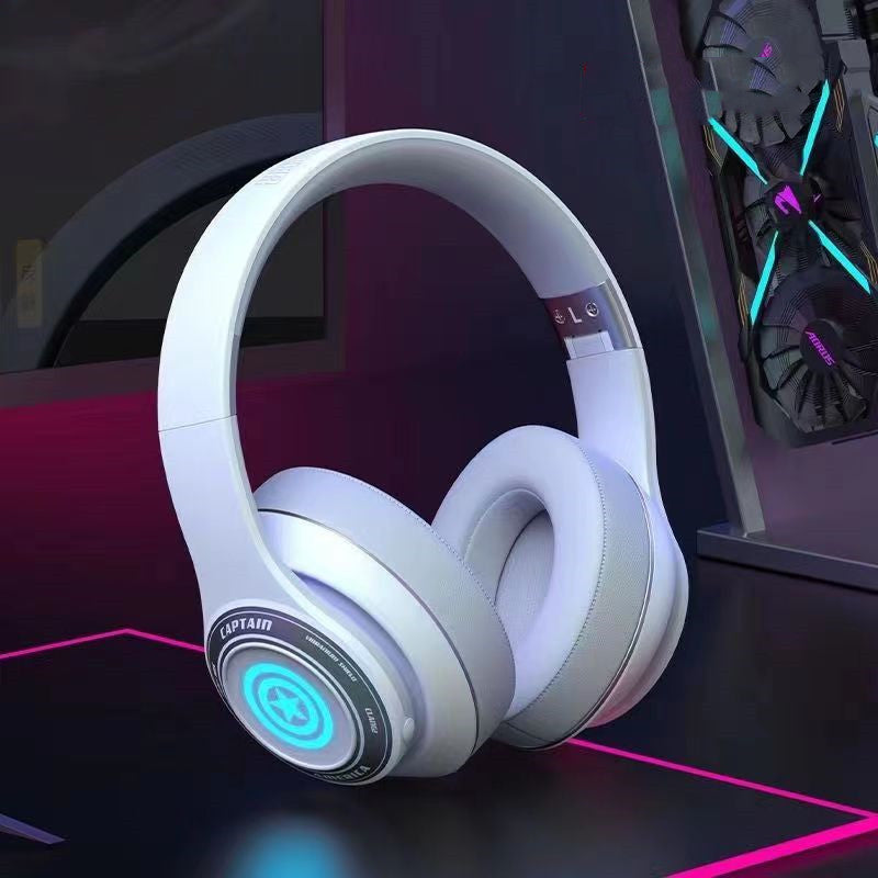 Auriculares para juegos Marvel Iron Man Captain America, auriculares supraaurales Bluetooth 5.3 con luz RGB
