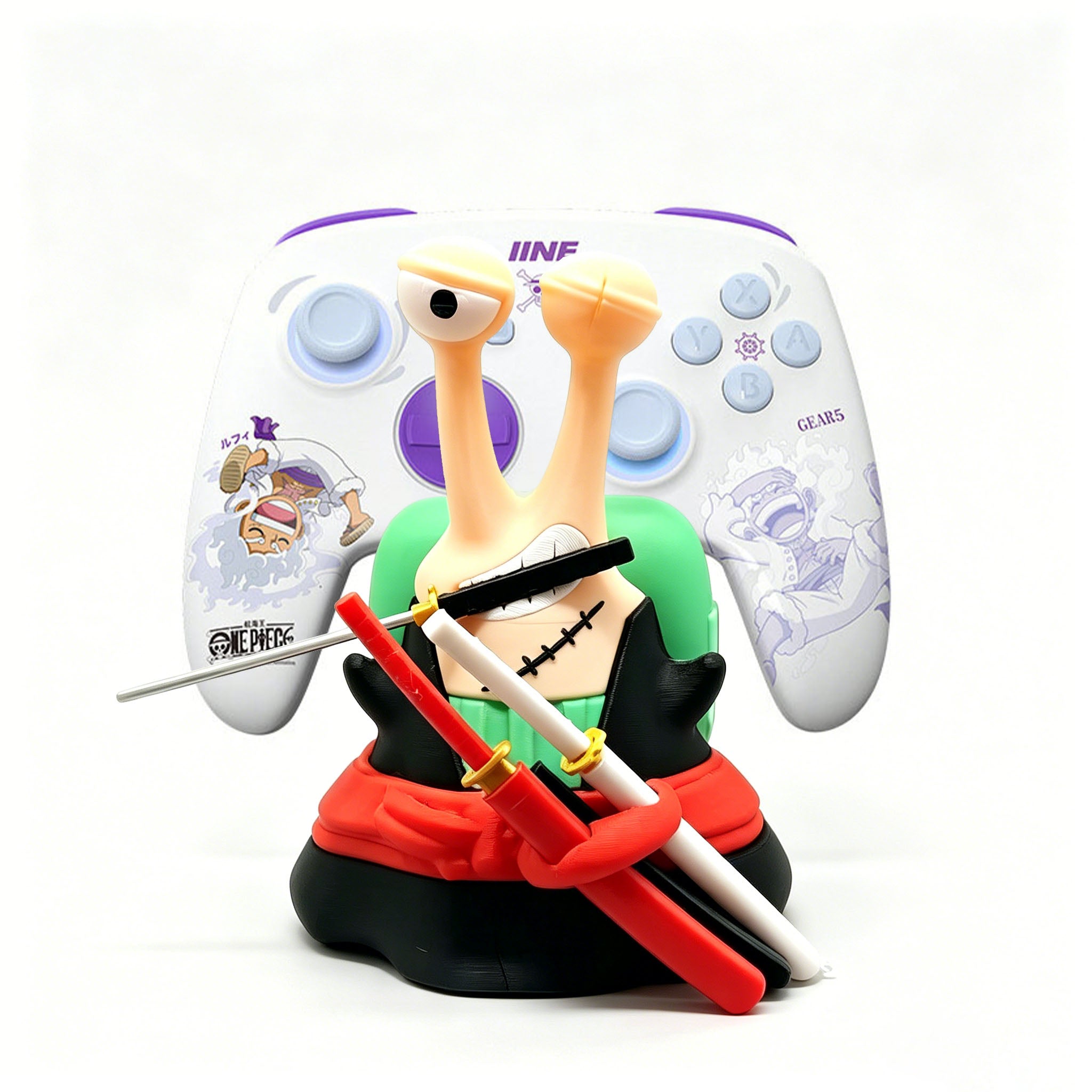 One Piece Monkey D Luffy Zoro Switch Controller Stand Set, Den Den