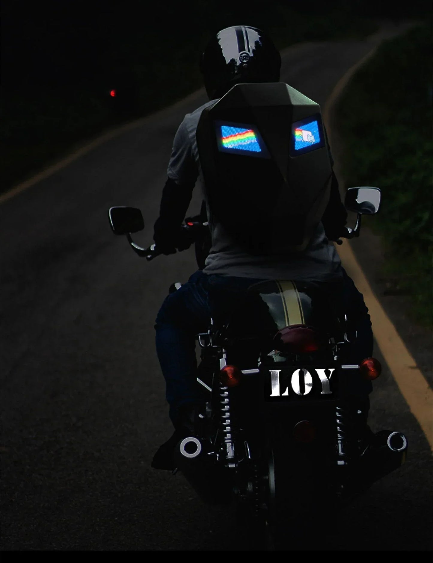Sharingan Cykelmotorcykel Rygsæk LED hardshell vandtæt rytterhjelmtaske