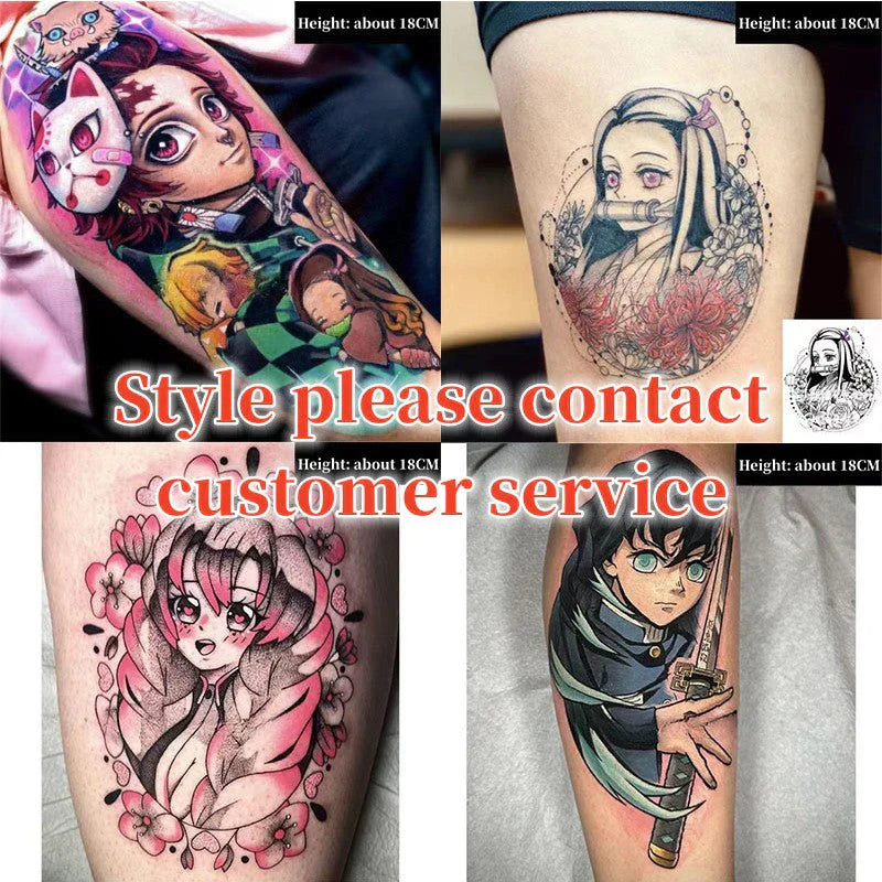Tanjirou/Nezuko/Zenitsu/Inosuke colle une pâte de tatouage de bras de fleur imperméable à l'eau de cuisse