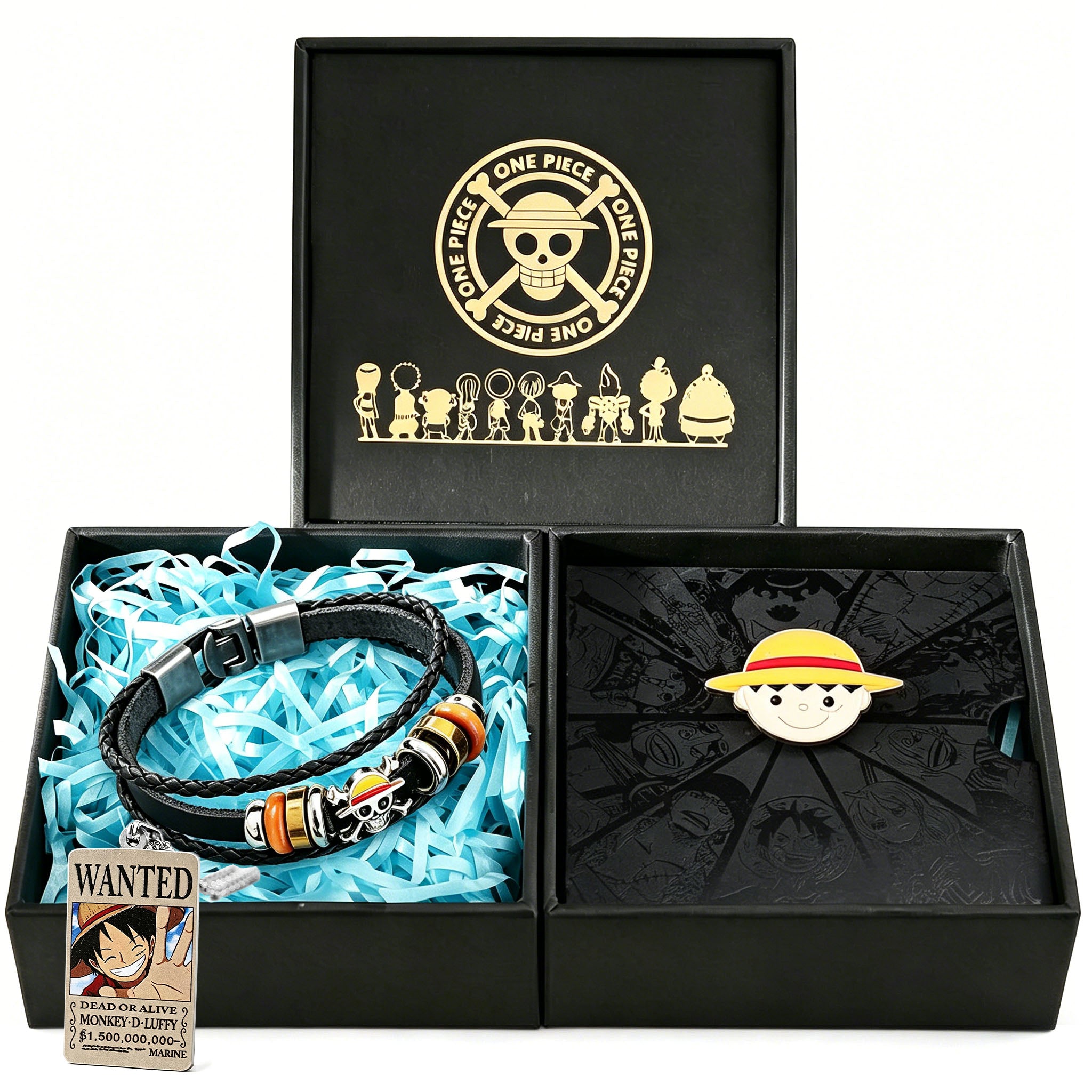 One Piece Monkey D. Luffy 3PCS Jewelry Set, Wanted Poster Necklace