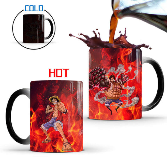 Taza de cerámica Luffy/Zoro/Chopper que cambia de color cuando se expone al calor.