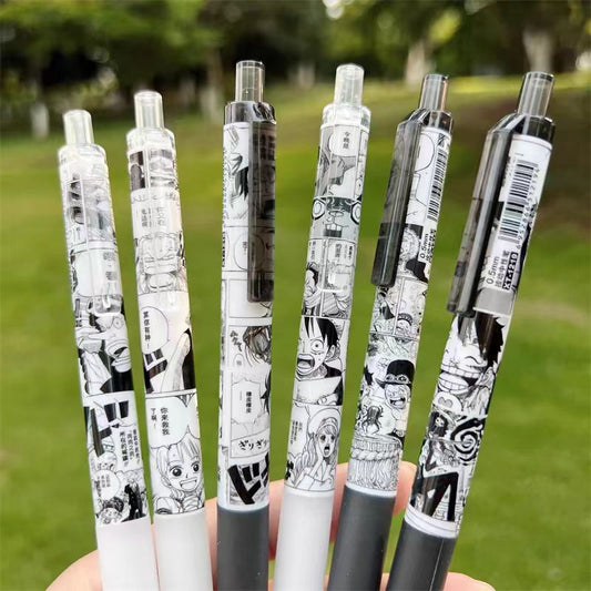 Luffy/Zoro Presione el bolígrafo neutro seis piezas con bolígrafo negro de 0,5 mm