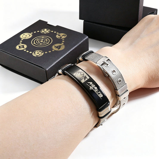 Naruto Anime Character Bracelet Set - Adjustable Stainless Steel Wristband