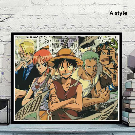 Luffy/Zoro/Nami komea käsintehty doodle digitaalinen öljymaalaus