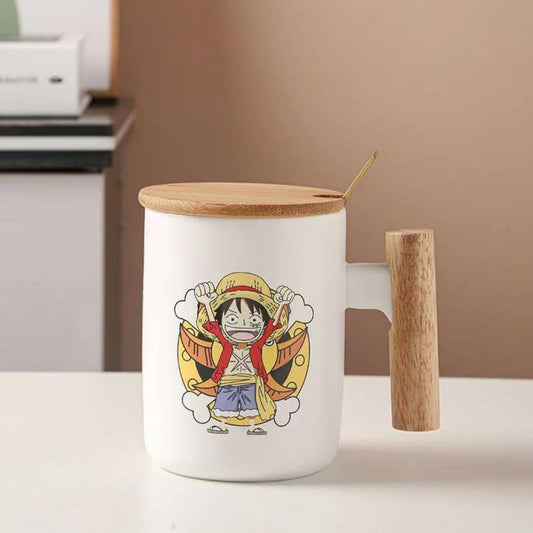 Dárková sada hrnků s víčkem a lžičkou Luffy/Chopper/Zoro/Sanji