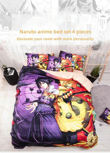 Sasuke rolleudskrivning smuk tegneserie Ren bomuld sengetøj firedelt sæt