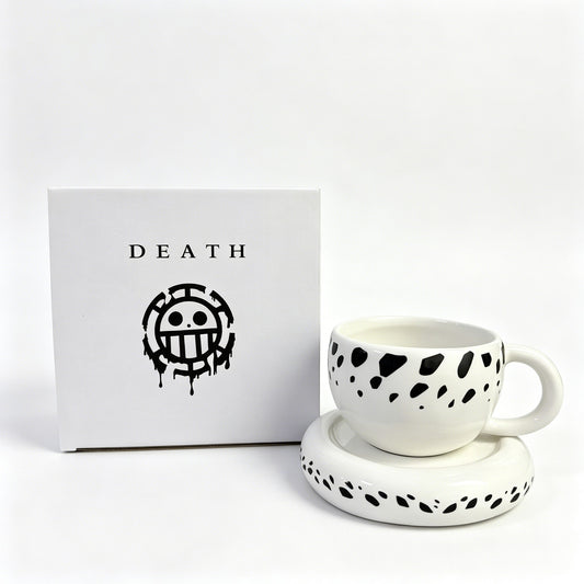 One Piece Trafalgar Law Hat Shaped Ceramic Mug, Anime Coffee Cup with Saucer