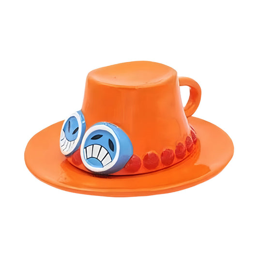 Tazas de cerámica duraderas y resistentes al calor con forma de sombrero de Luffy/Ace/Sabo