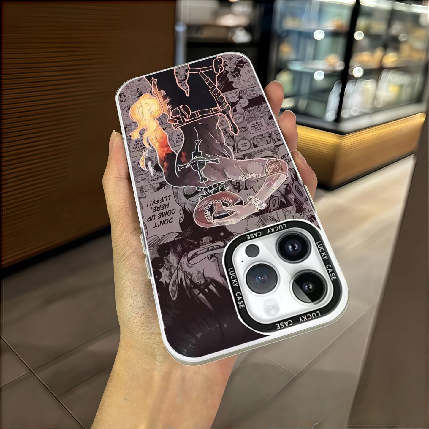 One Piece Portgas D. Ace Manga Print telefoncover, Neon Outline iPhone cover
