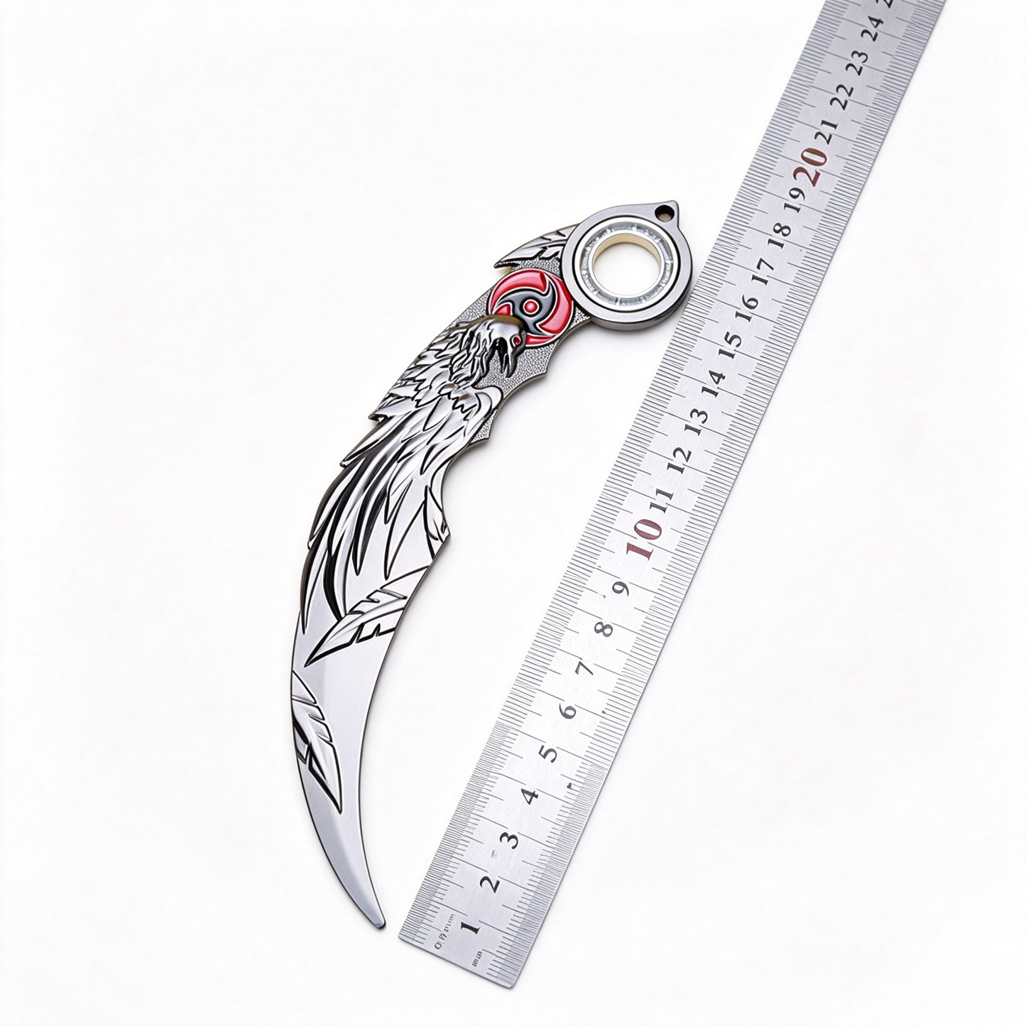 Cuchillo Karambit giratorio Naruto Itachi Uchiha - Réplica de metal del águila Sharingan