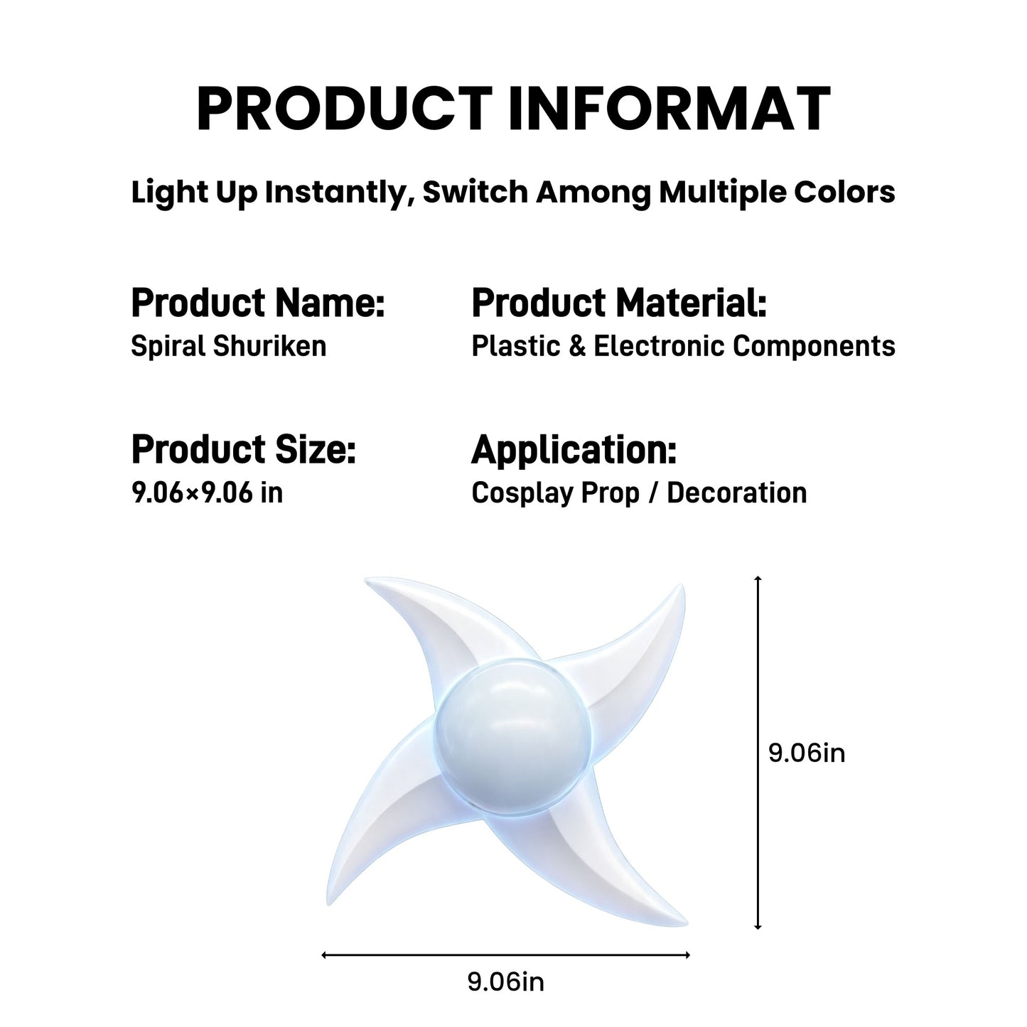 Naruto Rasengan Spiral Shuriken LED Light Up Cosplay Prop, 1:1 Replica Rotatable RGB Color Changing Glowing Ninja Shuriken Toy, Anime Cosplay Accessory Collectible Gift For Fans