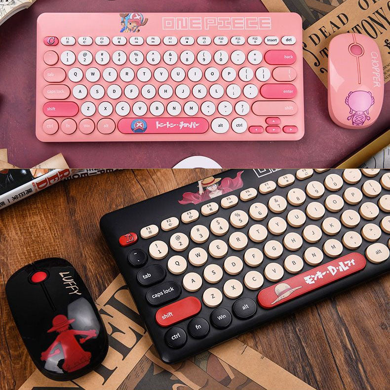 Conjunto de teclado y ratón inalámbricos bluetooth Luffy/Zoro/Chopper