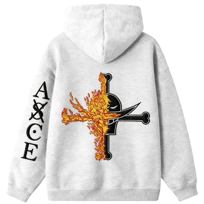 One Piece Portgas D Ace Sweat à capuche surdimensionné Fire Fist Ace Anime Graphic Pull à capuche