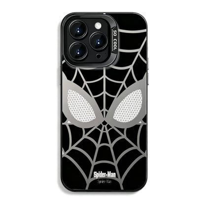 Marvel Spider-Man Mask Web Pattern Phone Case 2 Colors Glossy Anti-Fingerprint Camera Protective Slim Shockproof Comfort Grip Protective Cover For iPhone Series