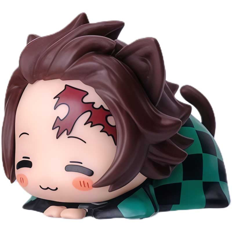 Demon Slayer Nezuko Tanjiro Cat Ear Chibi figurer, 6 stk Anime Sovende Figursæt