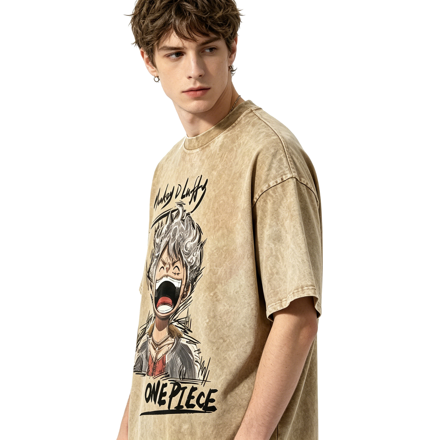 One Piece Luffy Nika Vintage Washed T-Shirt - Anime Oversized Streetwear Tee