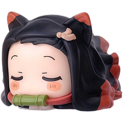 Demon Slayer Nezuko Tanjiro Cat Ear Chibi figurer, 6 stk Anime Sovende Figursæt