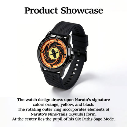 Naruto Itachi Rotating Quartz Watch, Six Paths Sage Mode Sharingan Anime Armbåndsur