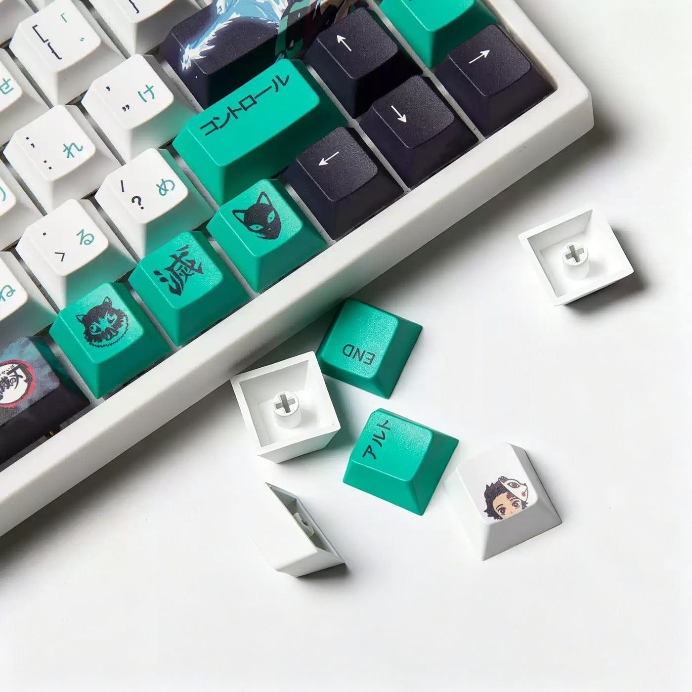 Nezuko/Tanjiro/Tokito Muichiro Kreativní průhledná roztomilá mechanická krytka klávesnice