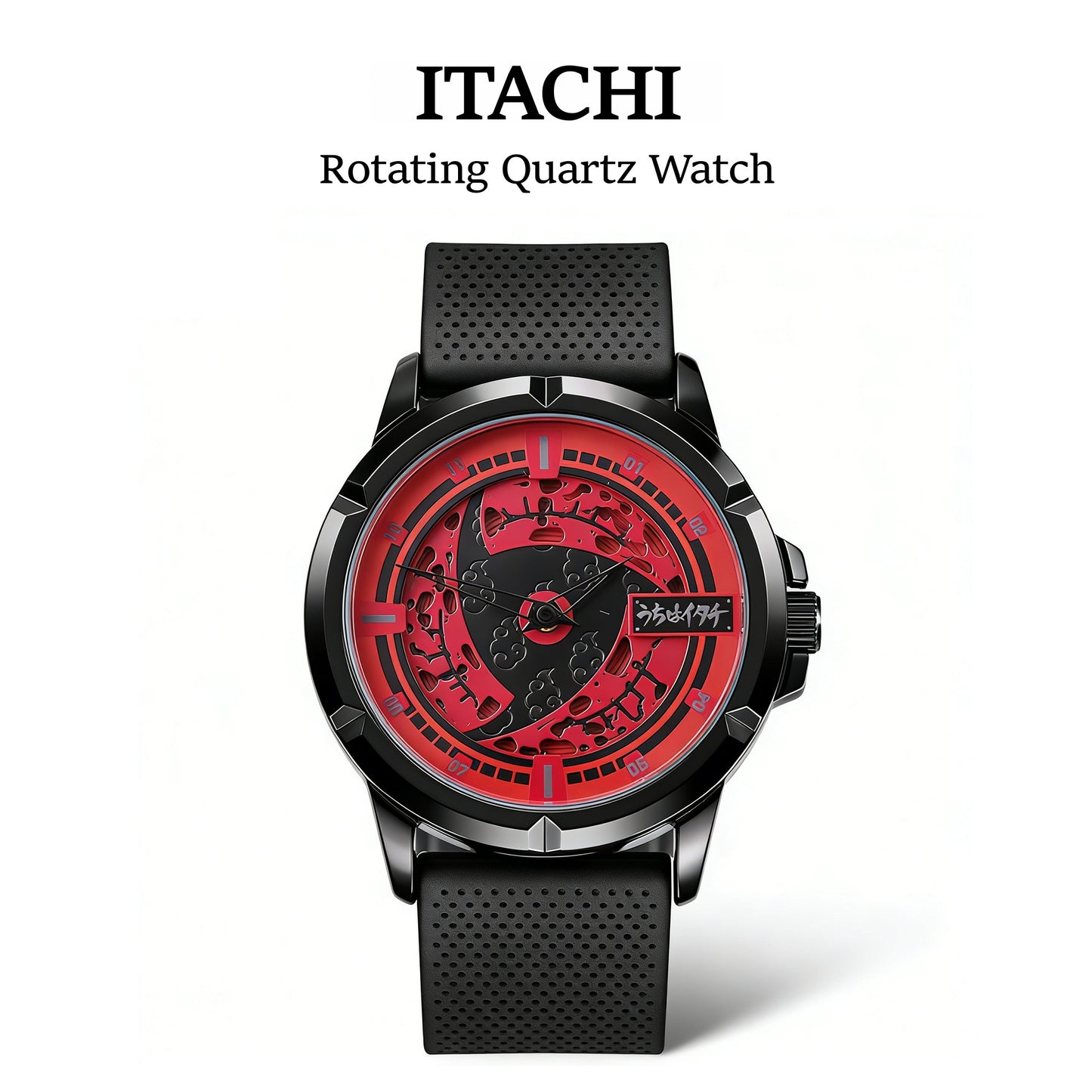 Naruto Itachi Rotating Quartz Watch, Six Paths Sage Mode Sharingan Anime Armbåndsur