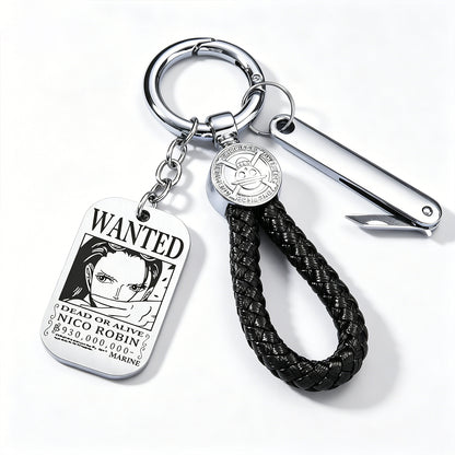ONE PIECE Luffy Wanted Keychain with Mini Knife | Anime Bounty Tag Gift Set