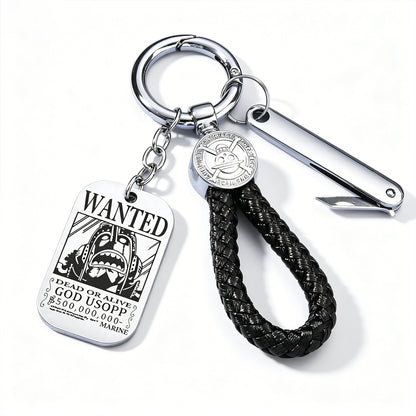 ONE PIECE Luffy Wanted Keychain with Mini Knife | Anime Bounty Tag Gift Set