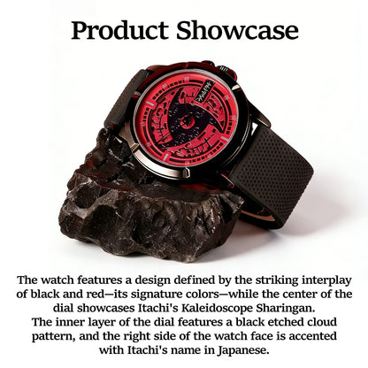 Naruto Itachi Rotating Quartz Watch, Six Paths Sage Mode Sharingan Anime Armbåndsur