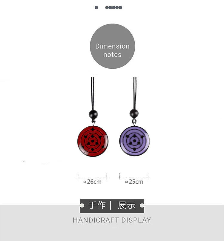 Ručně vyřezávaná sada přívěsků Sharingan Necklace z přírodního santalového dřeva