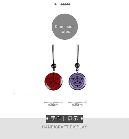 Ručně vyřezávaná sada přívěsků Sharingan Necklace z přírodního santalového dřeva