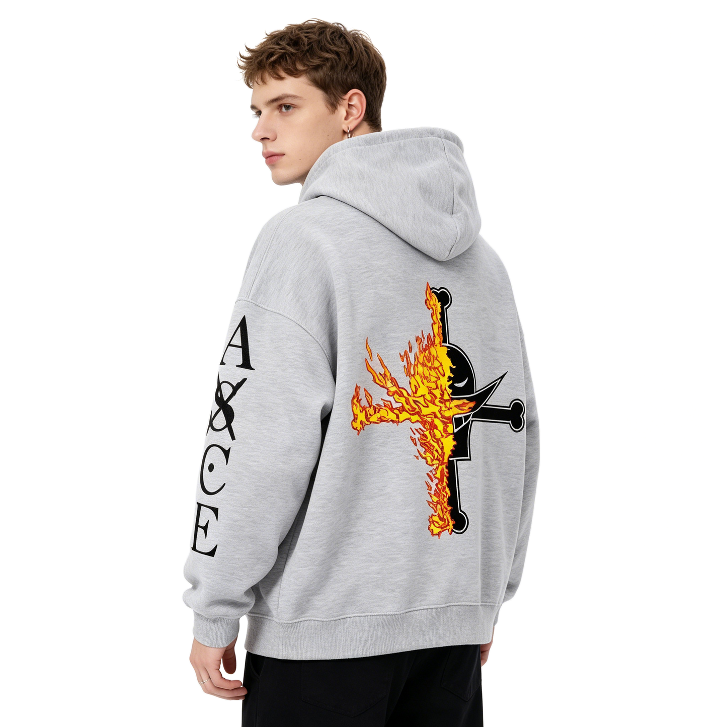 One Piece Portgas D Ace Sweat à capuche surdimensionné Fire Fist Ace Anime Graphic Pull à capuche