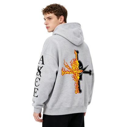 One Piece Portgas D Ace Sweat à capuche surdimensionné Fire Fist Ace Anime Graphic Pull à capuche