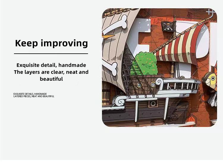 Going Merry/Thousand Sunny رسم كاريكاتوري وسيم ثلاثي الأبعاد