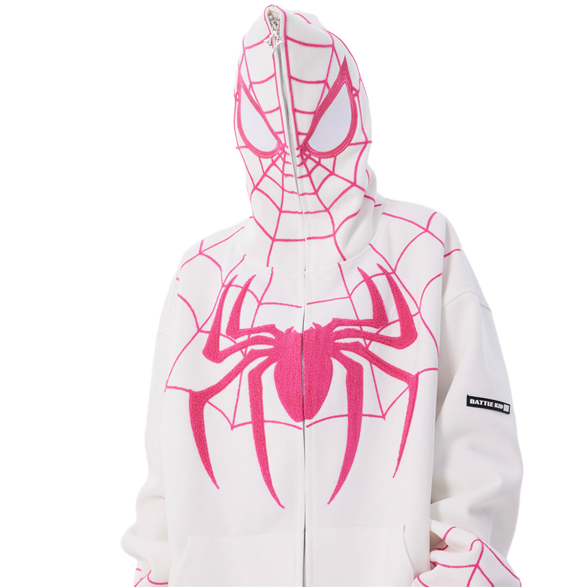 Marvel Spider‑Man Full Zip Hoodie, Spider Web Chenille Embroidery Hooded Sweatshirt With Mask Eyes Design, Oversized Casual Streetwear Jacket For Men Women, Multi‑Color Options, Loose Fit Long Sleeve Cosplay Daily Hooded Coat