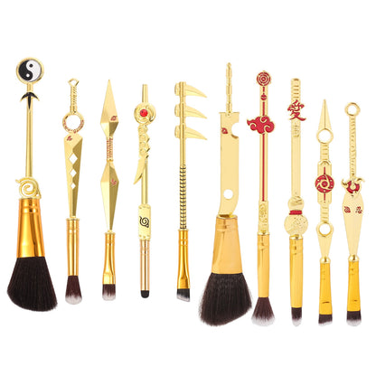 Naruto Gaara Anime Makeup Brush Set, Akatsuki Kunai Sharingan Cosmetic Brushes with Storage Bag