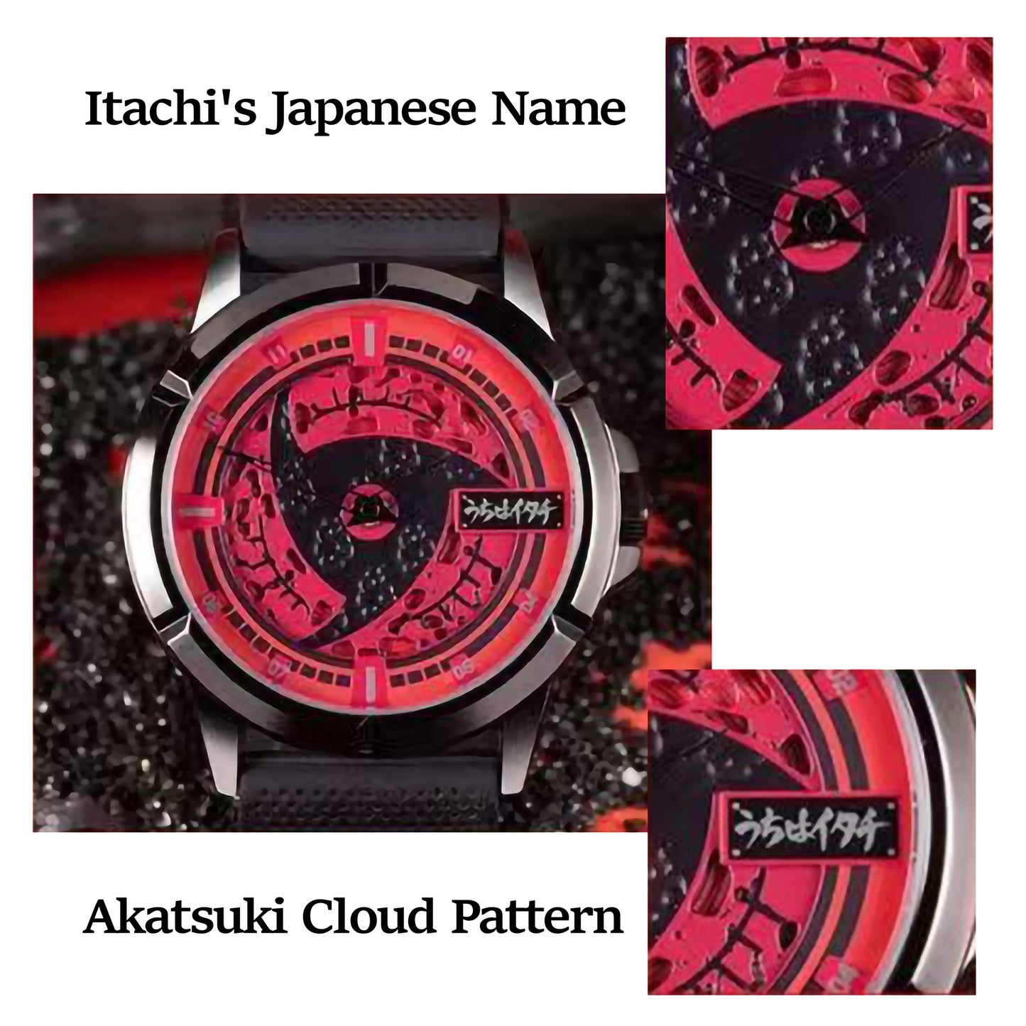 Naruto Itachi Rotating Quartz Watch, Six Paths Sage Mode Sharingan Anime Armbåndsur