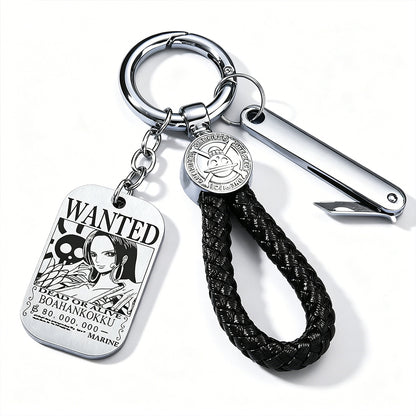 ONE PIECE Luffy Wanted Keychain with Mini Knife | Anime Bounty Tag Gift Set