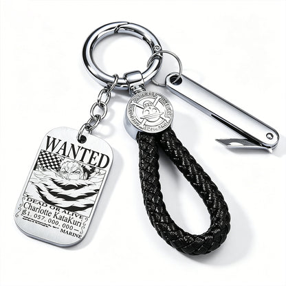 ONE PIECE Luffy Wanted Keychain with Mini Knife | Anime Bounty Tag Gift Set