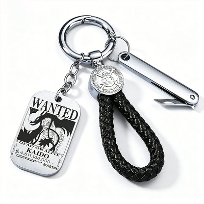 ONE PIECE Luffy Wanted Keychain with Mini Knife | Anime Bounty Tag Gift Set