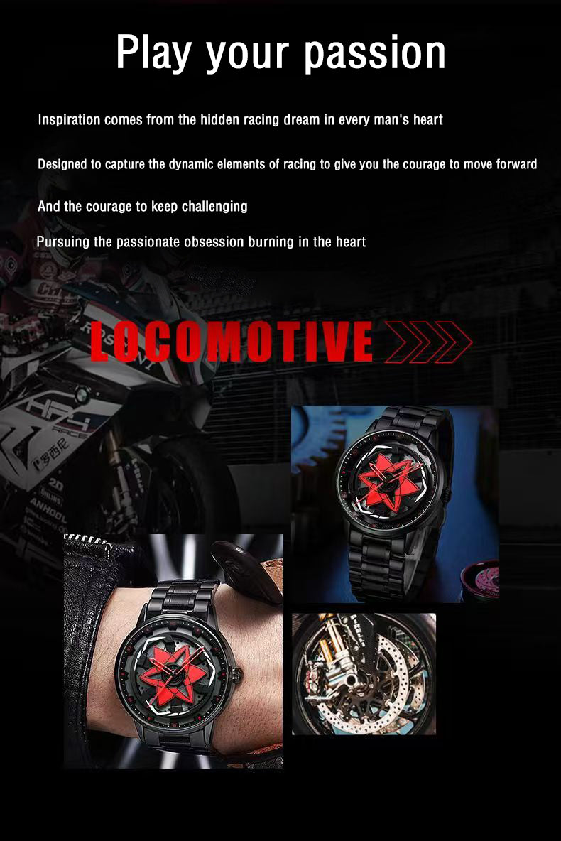Naruto Sasuke Itachi Rotating Sharingan Watch Ring Set, Anime 360° Spinning Dial Stainless Steel Wrist Watch for Men