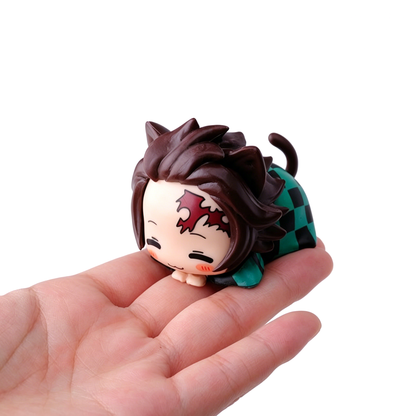Demon Slayer Nezuko Tanjiro Cat Ear Chibi figurer, 6 stk Anime Sovende Figursæt