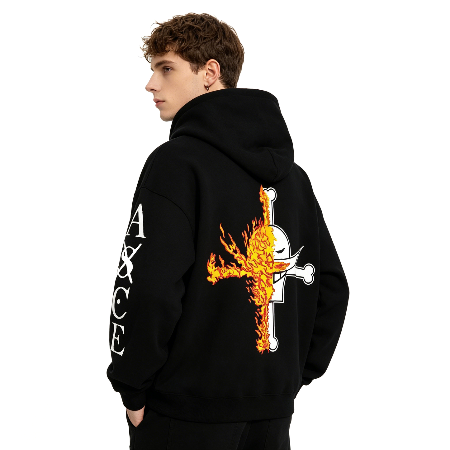 One Piece Portgas D Ace Sweat à capuche surdimensionné Fire Fist Ace Anime Graphic Pull à capuche