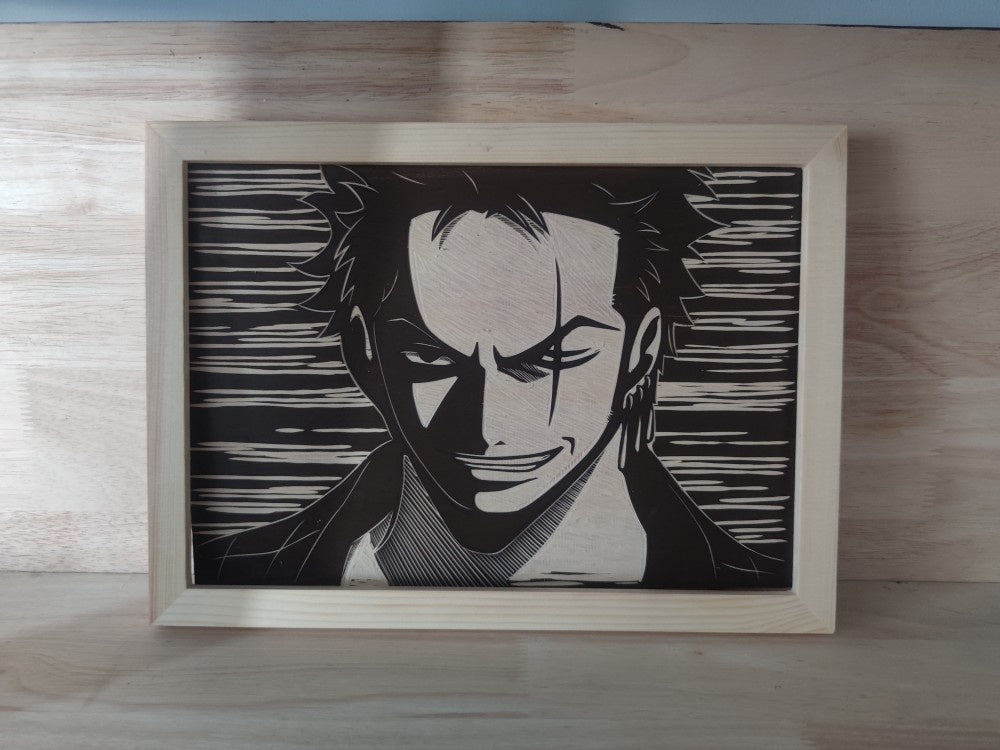 Roronoa Zoro Figuren geschnitzte Holzgemälde