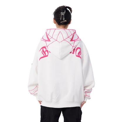 Marvel Spider‑Man Full Zip Hoodie, Spider Web Chenille Embroidery Hooded Sweatshirt With Mask Eyes Design, Oversized Casual Streetwear Jacket For Men Women, Multi‑Color Options, Loose Fit Long Sleeve Cosplay Daily Hooded Coat