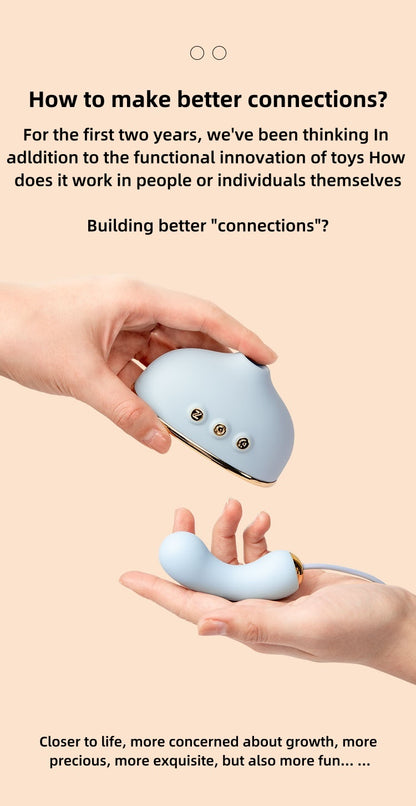 Vintage Landline Phone Shape Women Personal Wellness Massager Set with Suction Vibration Heating Nipple Clamp Modes Silicone Adult Intimate Care Device Waterproof Rechargeable