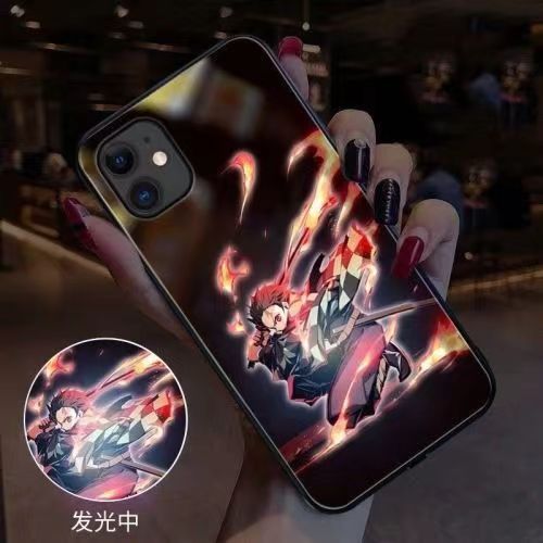 Tanjirou/Shinobu Luminous mobiltelefon taske Smart lysende kreativ mobiltelefon taske