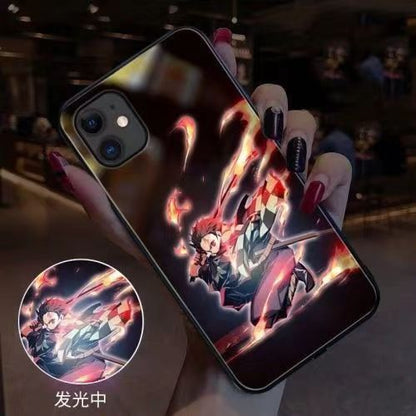 Tanjirou/Shinobu Luminous mobiltelefon taske Smart lysende kreativ mobiltelefon taske