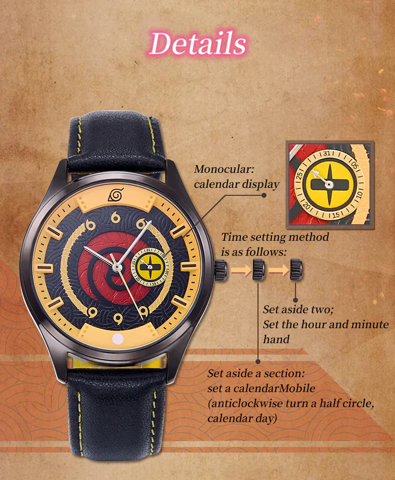 Sasuke/Kakashi/Itachi Reloj de cuarzo multiusos para hombres y mujeres, resistente al agua hasta 30 m, esfera negra de 40 mm