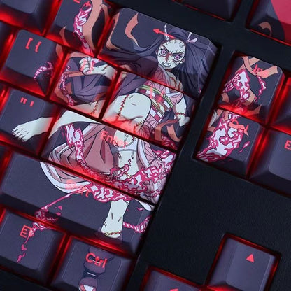 Nezuko/Tanjiro/Tokito Muichiro Kreativní průhledná roztomilá mechanická krytka klávesnice
